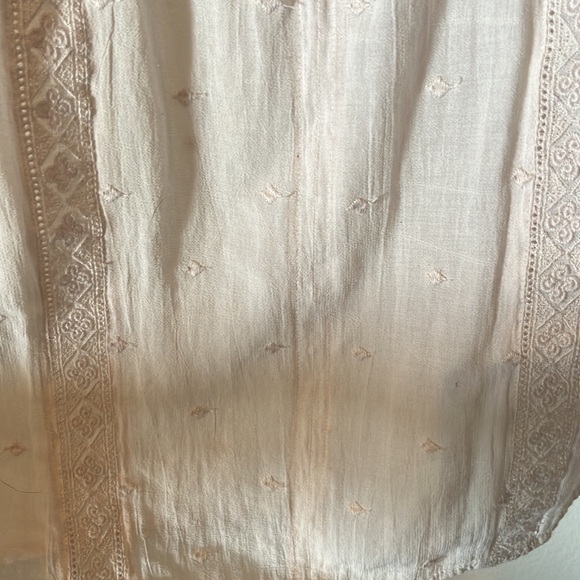 NWOT Loft Billowing Summer Embroidered Tank Top Spaghetti Strap Cream/Peach - Picture 5 of 8